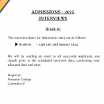 Admission 2025 notice G01